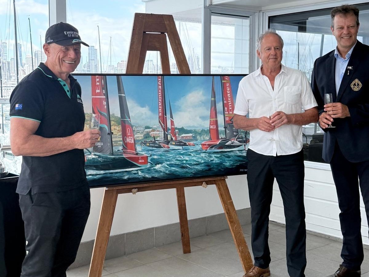 Grant Dalton Emirates Team New Zealand CEO – Rick Youmans artist – David Blakey The Royal New Zealand Yacht Squadron
